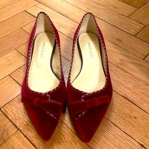 Sarah Flint ‘Natalie’ flats in burgundy velvet. New with box.